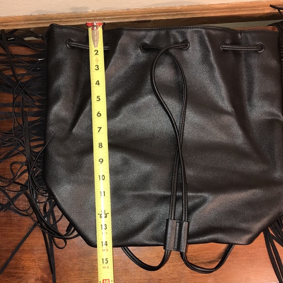 Victoria’s Secret Black Fringe Drawstring Backpack - Picture 14 of 16
